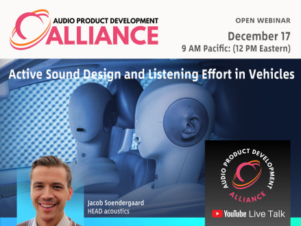 Active Sound Design and Listening Effort in Vehicles. Webinar, December 17