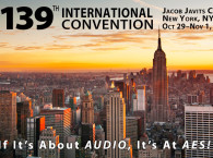 Plan Now for the Upcoming AES 139th International Convention in New York City