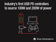 First 200-W and 100-W USB Type-C and USB Power Delivery Controllers Simplify Higher Power in Dual- and Single-Port Designs