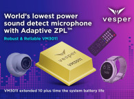 New Vesper VM3011 Piezo MEMS Microphone With Adaptive ZeroPower Listening Extends Battery in Voice-Activated Designs