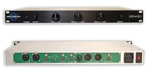 The Iso-Q2 is a solid-state three-band isolator/three-band program equalizer with five usable front panel controls (top). The Iso-Q2 can be used in an effects loop insert, mixbus, or main output of any console (bottom).