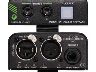 Studio Technologies New Model 381 Introduces Dante Connectivity on a Beltpack for On-Air Intercom Applications