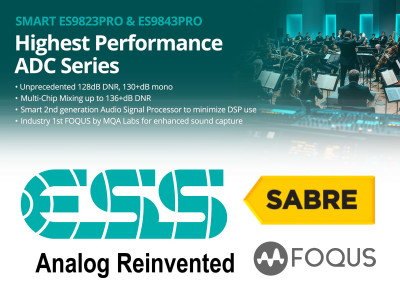 ESS Technology Announces New Flagship SMART High-Resolution Analog-to-Digital Converters