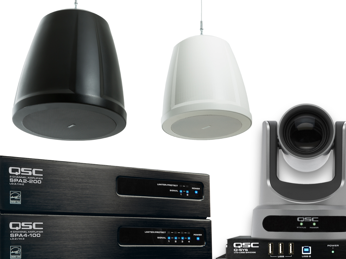 QSC Introduces Pendant Loudspeakers, New Amplifiers and Q-SYS USB-to-AV Bridging at InfoComm 2016