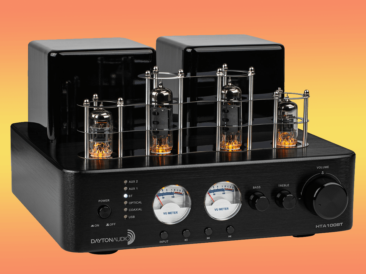 Dayton Audio HTA100BT Hybrid Stereo Tube Amplifier with Bluetooth USB Aux in Sub Out 100W 