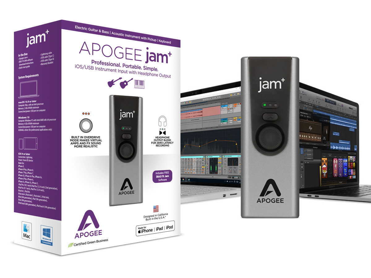 Apogee Launches Jam+ Third Generation Instrument Input Interface for ...