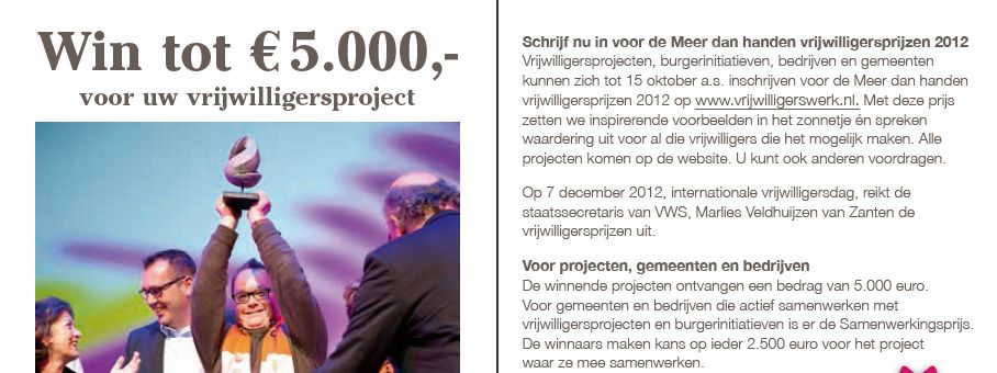 Inschrijving ‘Meer dan handen awards’ geopend