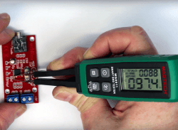 Still from KainkaLabs video with Mastech MS8911 SMD LCR-Tweezers