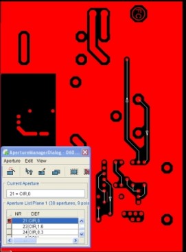 PCB design data with zero aperture elements