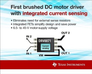 The DRV8871 has current sense and H-bridge driver built-in