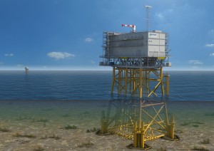 Artist impression of an offshore transformer station for Borssele Alpha project (700 MW). Courtesy: TenneT