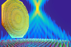 Metalinse aus Titandioxid-Nanostrukturen für sichtbares Licht. Quelle: Peter Allen; SEAS.