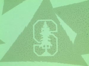 Mit Ätztechnik hergestelltes, hauchdünnes Bild des Standford-Baums im Nano-Maßstab Bild: Stanford University, Pop Lab.