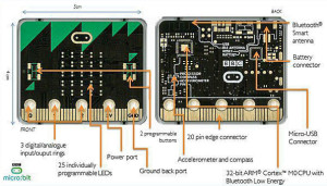 Vorder- und Rückseite des BBC Micro Bit