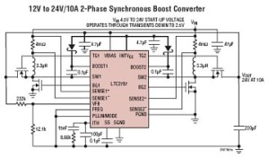 Élévateur DC/DC synchrone 60 V, polyphase, à MOSFET-N