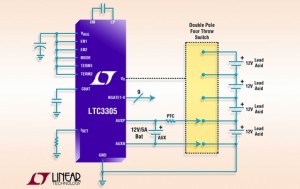 Autonome loodaccu-balancer voor vier accu's