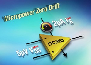 Driftvrije opamp trekt 1,3 μA bij 1,8 V. Illustratie: Analog Devices