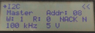 Platino Serial Bus Tester I2C menu