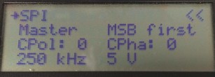 Platino Serial Bus Tester SPI menu