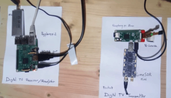 Image: experimental DVB transmitter setup, photographed by Evariste Okcestbon