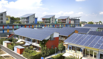 The Solar Settlement, a sustainable housing community project in Freiburg, Germany. 