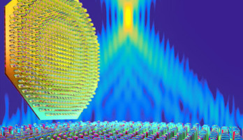 Metalinse aus Titandioxid-Nanostrukturen für sichtbares Licht. Quelle: Peter Allen; SEAS.