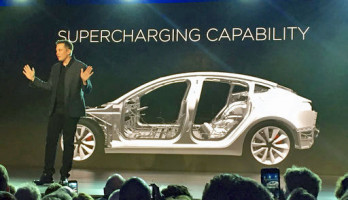 Elon Musk kündigt Modell 3 an. Bild: Tesla.