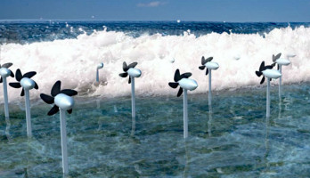 Turbinen schützen die Küste und gewinnen Energie. Bild: Okinawa Institute of Science and Technology.