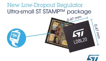 STMicroelectronics has introduced the LDBL20, a 200mA Low-Dropout (LDO) regulator in a minuscule 0.47mm x 0.47mm x 0.2mm chip-scale package.