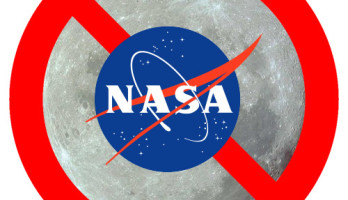 Montage von Mond mit NASA-Logo. Bilder: NASA.