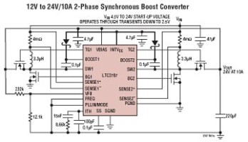 Élévateur DC/DC synchrone 60 V, polyphase, à MOSFET-N