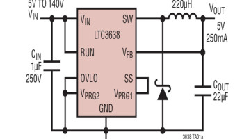 Convertisseur-abaisseur 250 mA sur une plage de 0,8 V à 140 V