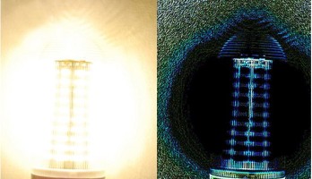 À droite, les contours du luminaire à LED traités par l'algorithme PST sont bien visibles.