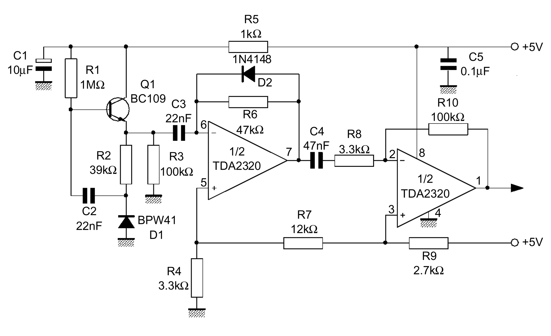 Preamplificatore per infrarossi con TDA2320