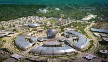 Het 25 ha grote tentoonstellingsterrein (foto © Astana Expo 2017)