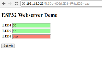 Een kleine demo van het invoeren van instellingen. De website komt van de webserver in de ESP32.