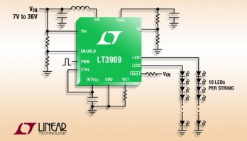 Dubbele 50 mA LED-driver voor 2 x 10 LED's