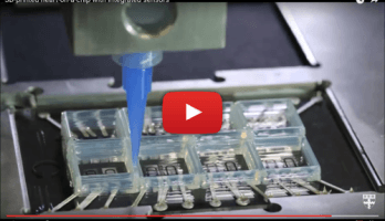 Volledig 3D-geprint hart-op-een-chip met geïntegreerde sensors