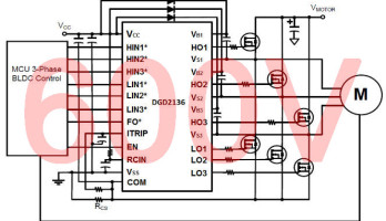 Opbouw van een motordriver met de DGD2136. Afbeelding: Diodes