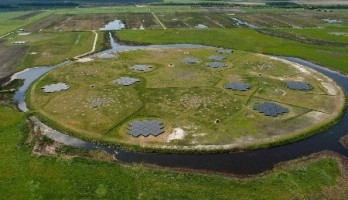 Het hart van de LOFAR-telescoop: de ‘superterp’ bij Borger (foto: LOFAR).