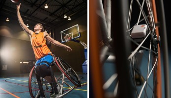 Linker foto: Bo Kramer, rolstoelbasketbalster van TeamNL (foto’s: marchollander.nl).