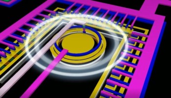 Artists impression van de optocoupler op de chip (afbeelding: Universiteit Twente).