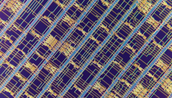 Microscoopbeeld van een microprocessor die is opgebouwd uit koolstofnanobuisjes. Afbeelding: Felice Frankel / MIT.