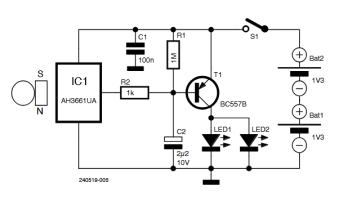 Magneetzoeker met een eenvoudige Hall-effect-sensor