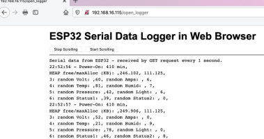 ESP32 remote long-term logging, by the Web Browser or an CURL script 