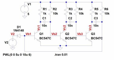 Kickstart a multivibrator in LTspice