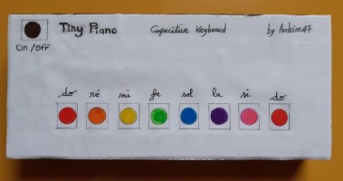 Tiny Piano. 8 notes, Three Modes. Keyboard capacitive keys one wire. 