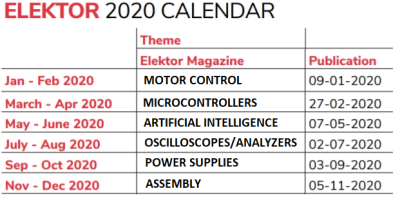 Elektor 2020 editorial calendar