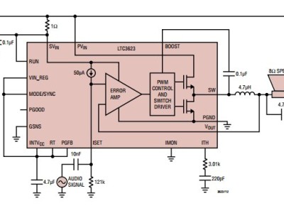 Switching regulator doubles as Class-D audio amplifier