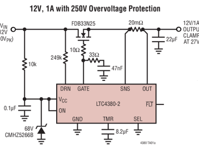 The LTC4380 use an external N-channel MOSFET